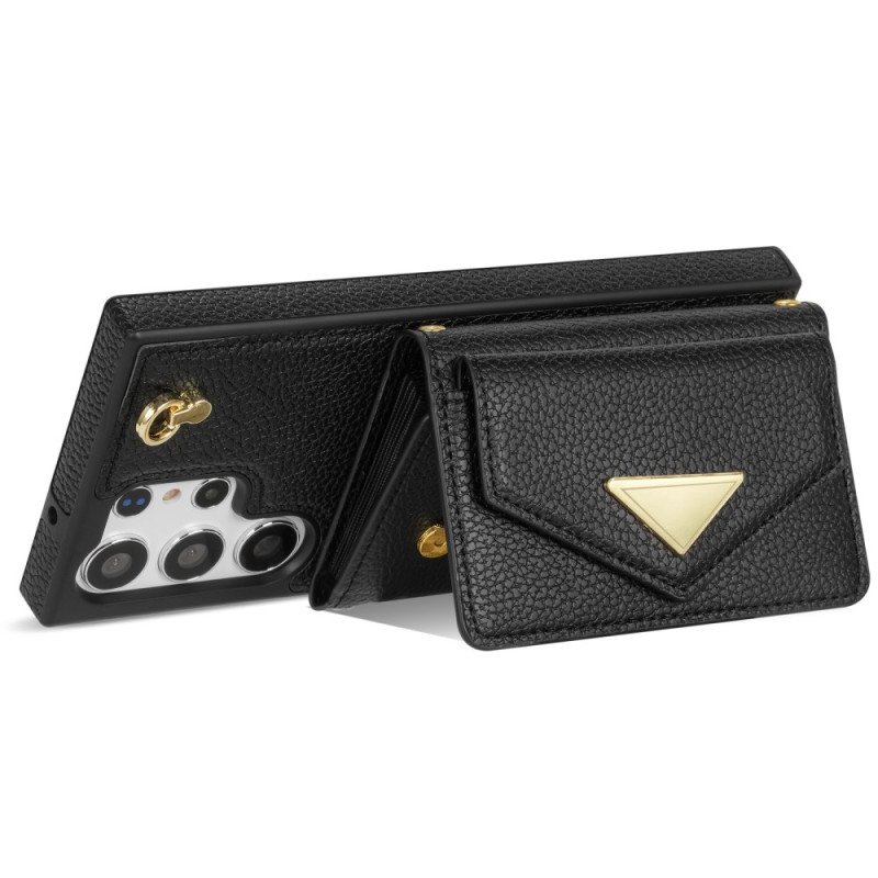 Skal Samsung Galaxy S25 Ultra 5g Lädereffekt Med Korthållare Och Rem