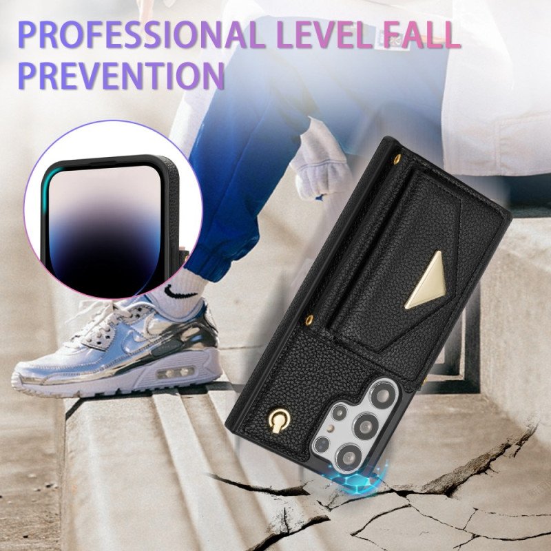 Skal Samsung Galaxy S25 Ultra 5g Lädereffekt Med Korthållare Och Rem