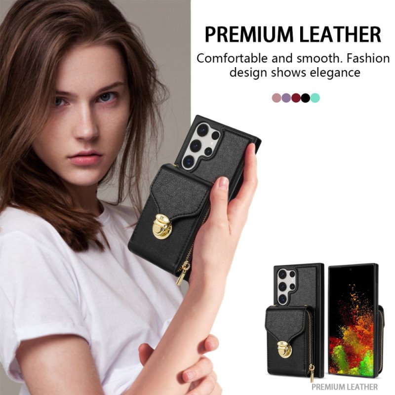 Skal Samsung Galaxy S25 Ultra 5g Plånbok Med Dragkedja Och Axelrem