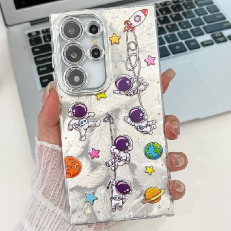 Skal Samsung Galaxy S25 Ultra 5g Telefonfodral Astronaut Med Linsskydd