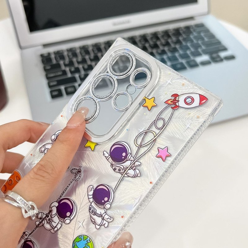 Skal Samsung Galaxy S25 Ultra 5g Telefonfodral Astronaut Med Linsskydd