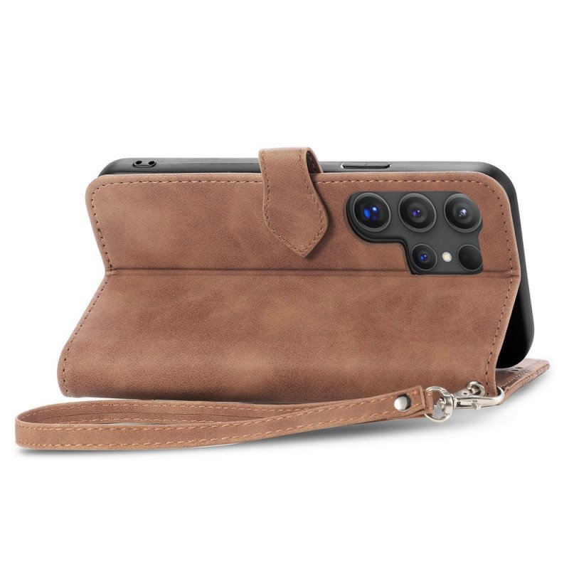 Skyddsfodral Samsung Galaxy S25 Ultra 5g Plånbok Med Spetsdesign Och Dragkedja