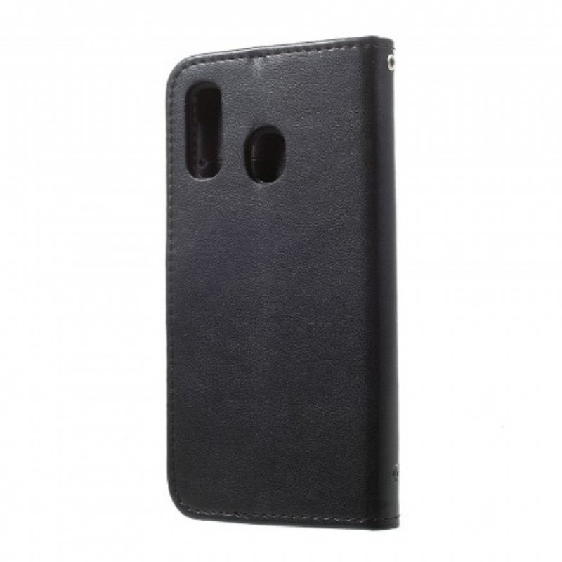 Folio-fodral Samsung Galaxy A40 Med Kedjar Fjärilar Och Blommor Rem