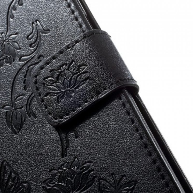 Folio-fodral Samsung Galaxy A40 Med Kedjar Fjärilar Och Blommor Rem