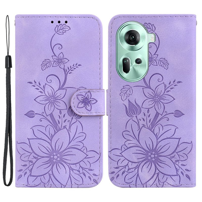Fodral Oppo Reno 11 5g Blommönster Med Rem