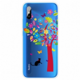 Skal Xiaomi Redmi 9A Katt Under Det Färgglada Trädet