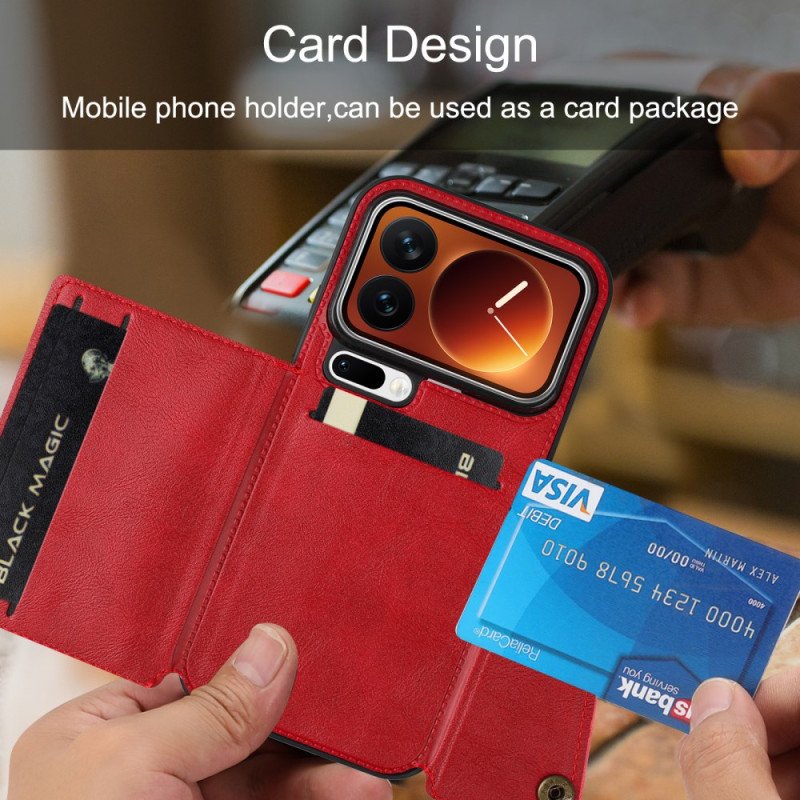 Läderfodral Xiaomi 17 Pro Telefonfodral Korthållare Och Stativ