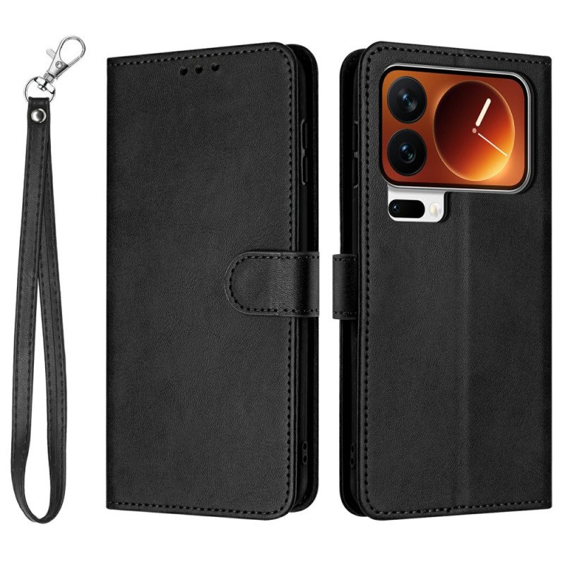 Läderfodral Xiaomi 17 Pro Telefonfodral Lädereffekt Med Snodd