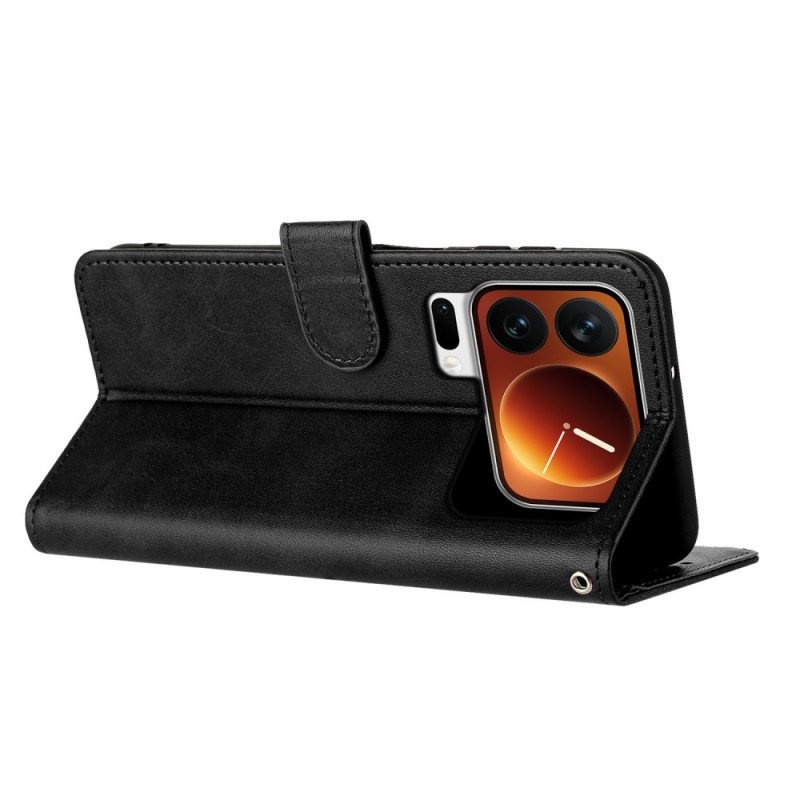 Läderfodral Xiaomi 17 Pro Telefonfodral Lädereffekt Med Snodd