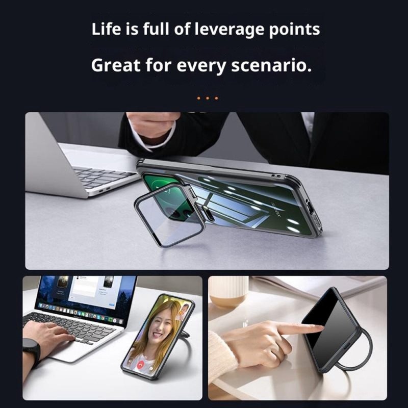 Skal För Xiaomi 17 Pro Transparent Integrerat Stativ Och Kameraskydd