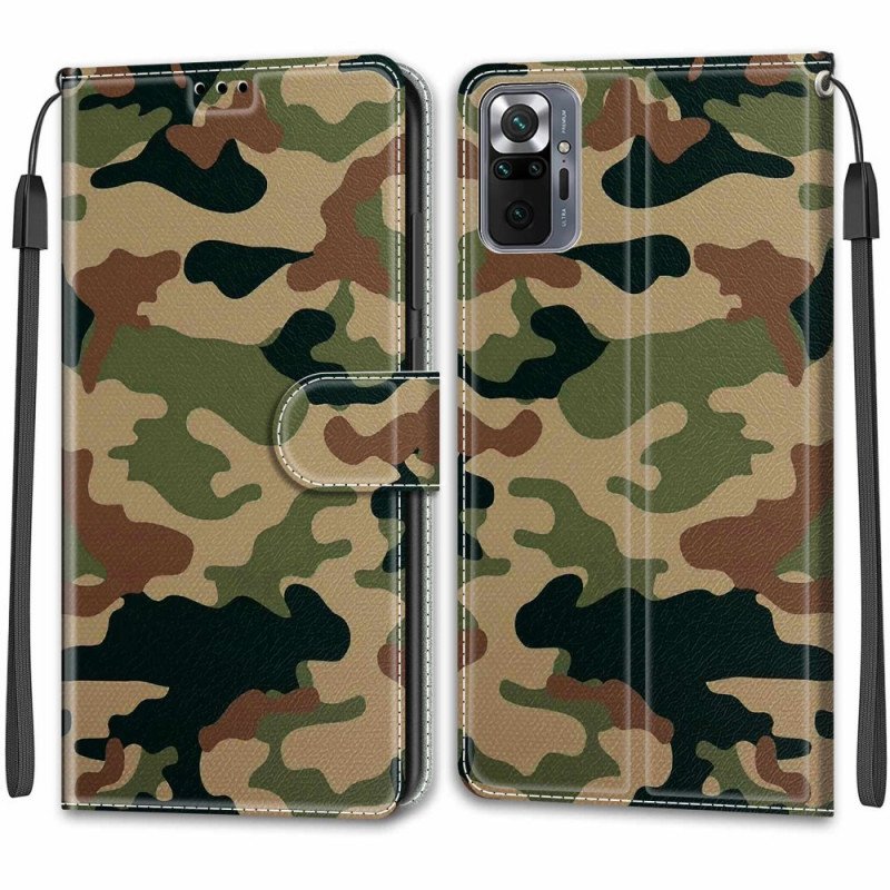 Fodral Xiaomi Redmi Note 10 Pro Med Kedjar Strappy Militär Kamouflage