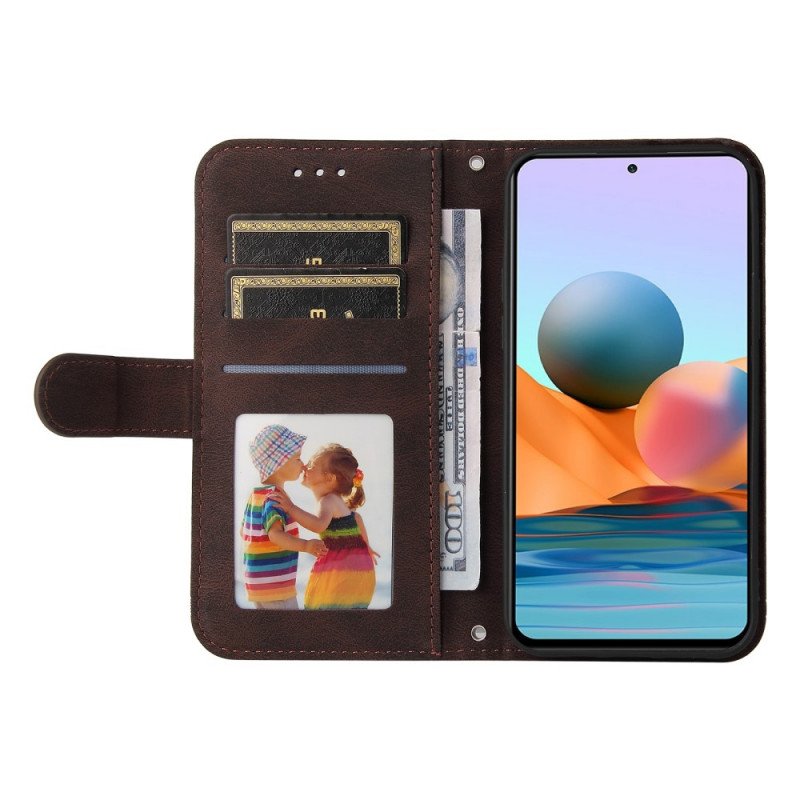 Läderfodral Xiaomi Redmi Note 10 Pro Nit Och Rem I Konstläder