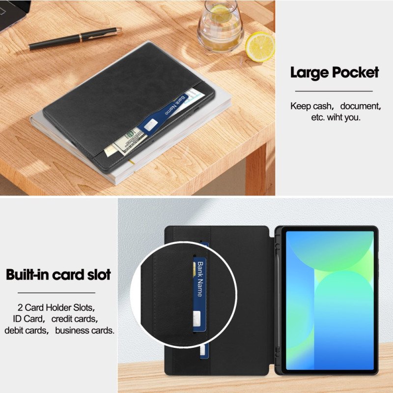 Fodral Samsung Galaxy Tab S10 Fe Lädereffekt