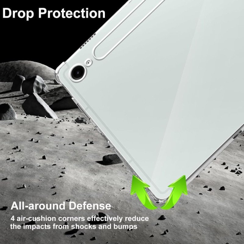 Skal För Samsung Galaxy Tab S10 Fe Transparent Med 2 Skärmskydd I Härdat Glas