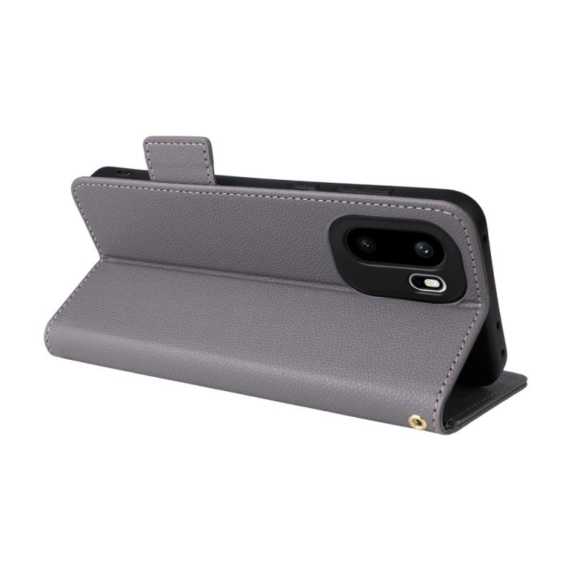 Läderfodral Oneplus 15r Telefonfodral Litchitextur Med Rem