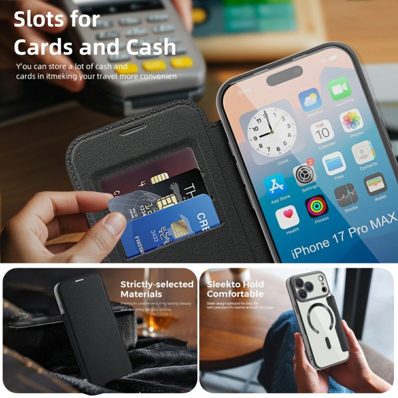 Folio-fodral För iPhone 17 Pro Max Magsafe-kompatibel Med Rfid-blockering