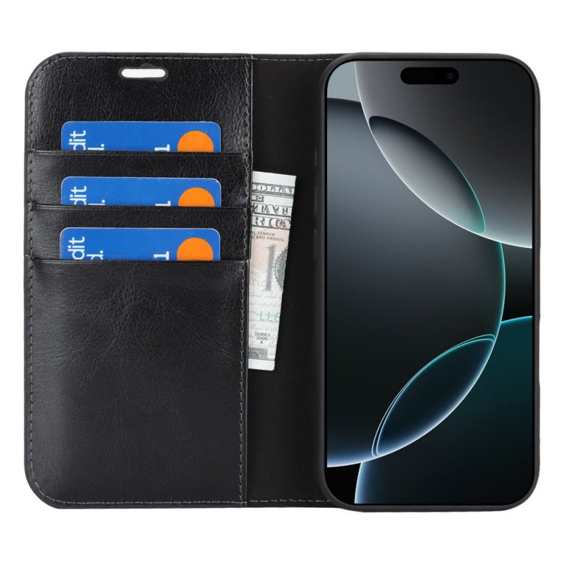 Folio-fodral iPhone 17 Pro Max Äkta Läder