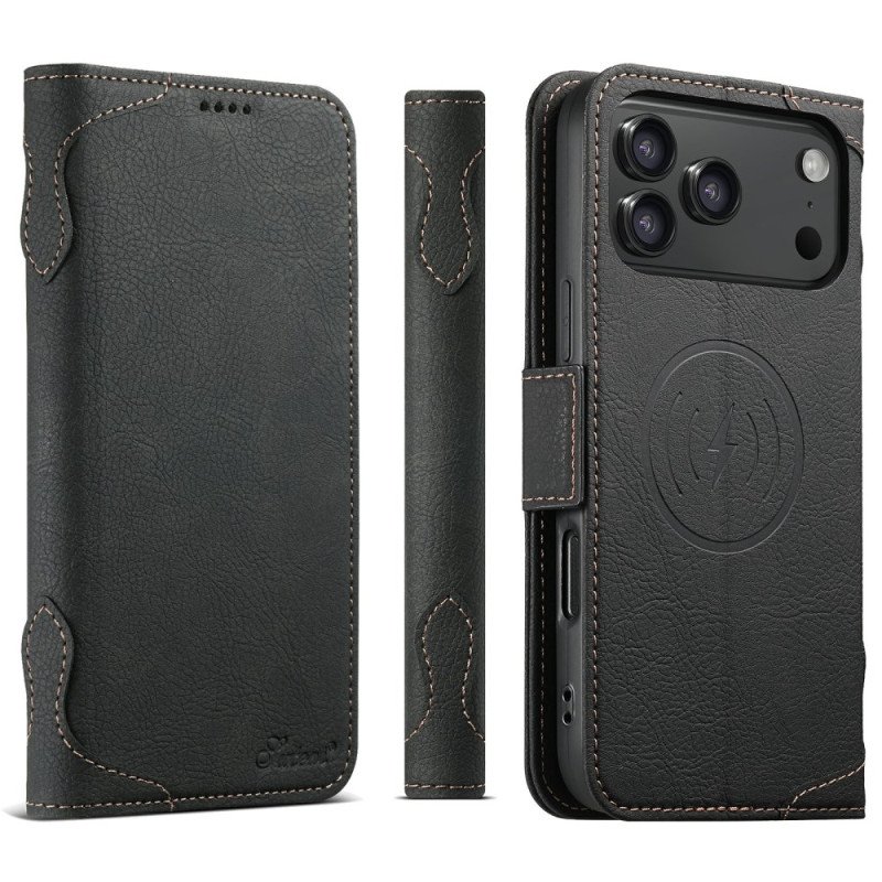 Folio-fodral iPhone 17 Pro Max Telefonfodral Magsafe Premium Vintage-kompatibel