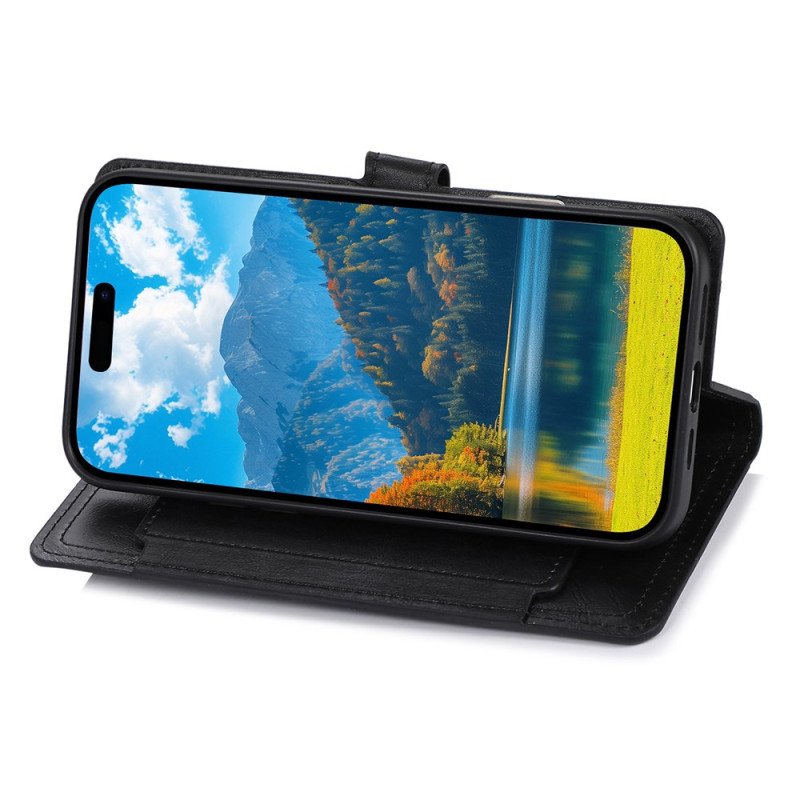 Läderfodral iPhone 17 Pro Max Telefonfodral Fickor Med Dragkedja