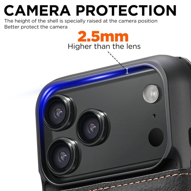 Läderfodral iPhone 17 Pro Max Telefonfodral Magsafe 2-i-1 Suteni