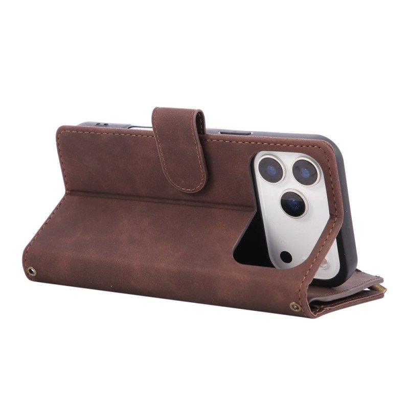 Läderfodral iPhone 17 Pro Max Telefonfodral Plånbok Med Mockaeffekt