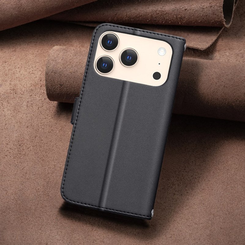 Läderfodral iPhone 17 Pro Max Telefonfodral Vadderad Binfen-färg