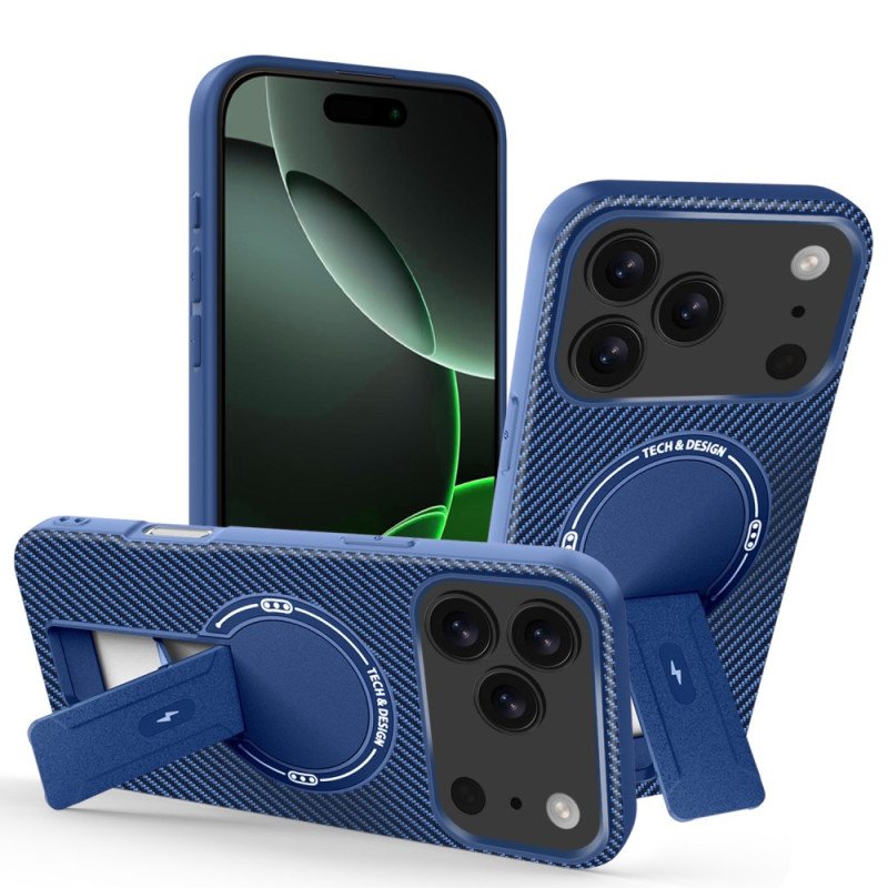 Skal För iPhone 17 Pro Max Kolfiberstruktur Med Stöd