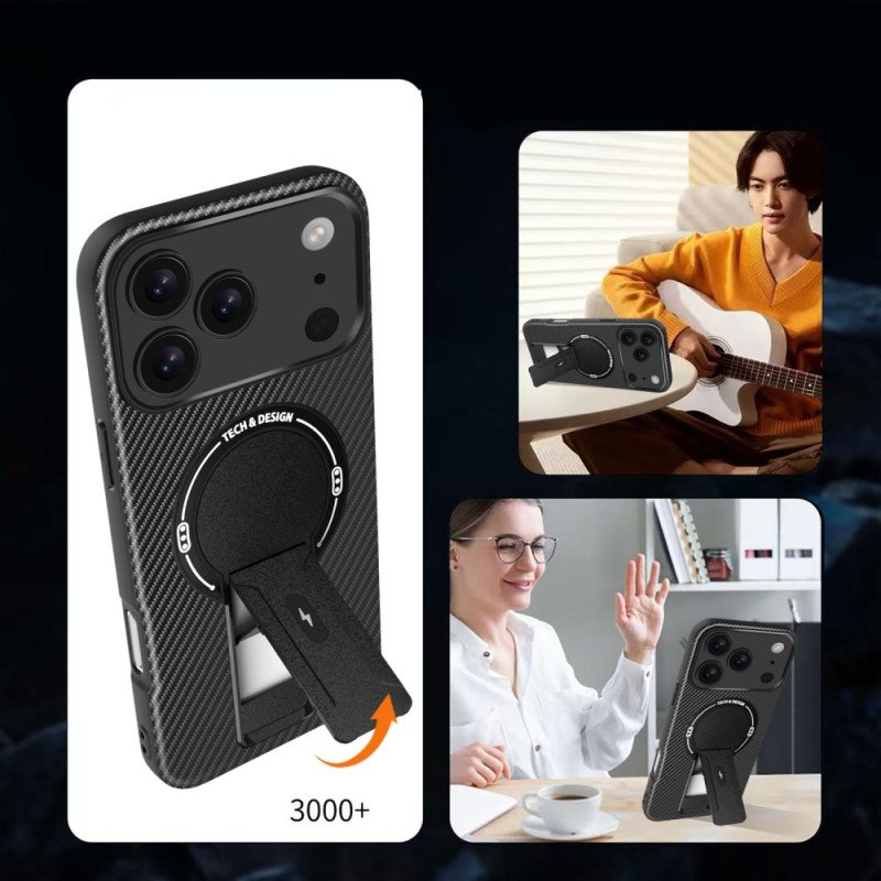 Skal För iPhone 17 Pro Max Kolfiberstruktur Med Stöd