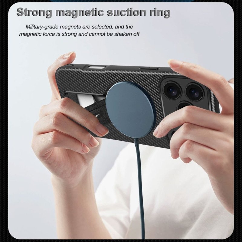 Skal För iPhone 17 Pro Max Kolfiberstruktur Med Stöd