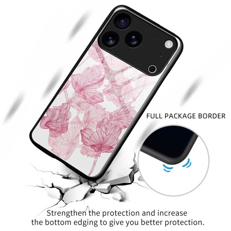 Skal iPhone 17 Pro Max Floralie Rosa Härdat Glas