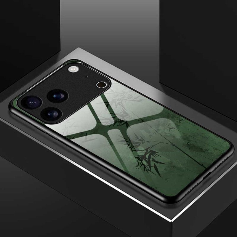 Skal iPhone 17 Pro Max Telefonfodral Blommigt Bläck I Härdat Glas