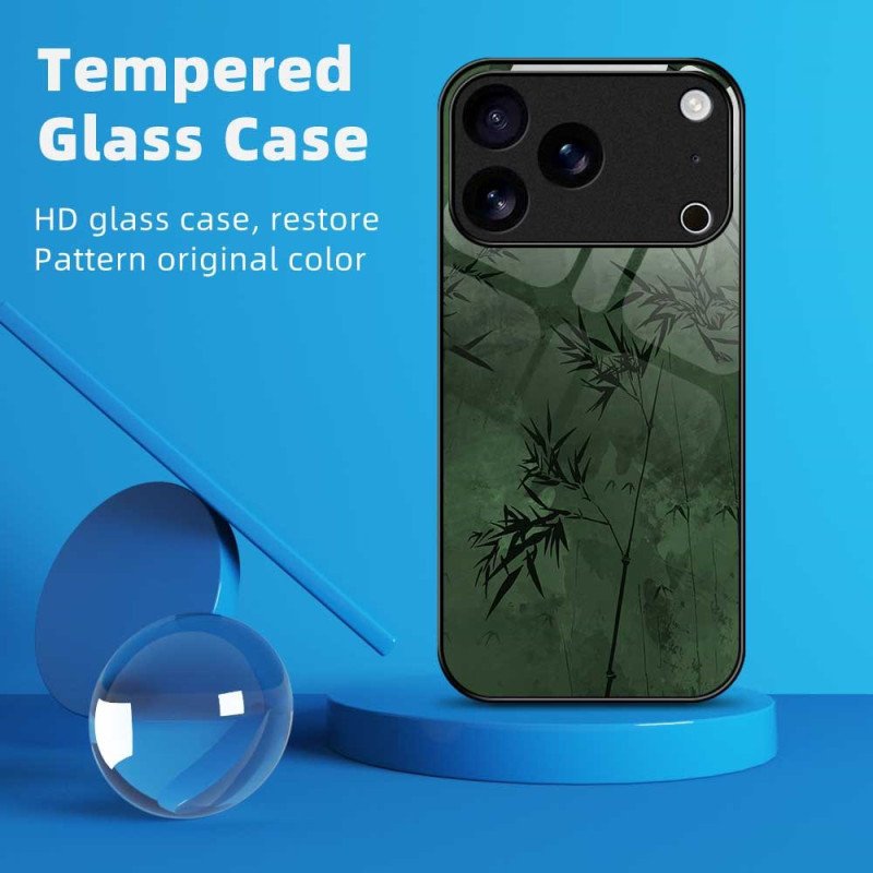 Skal iPhone 17 Pro Max Telefonfodral Blommigt Bläck I Härdat Glas