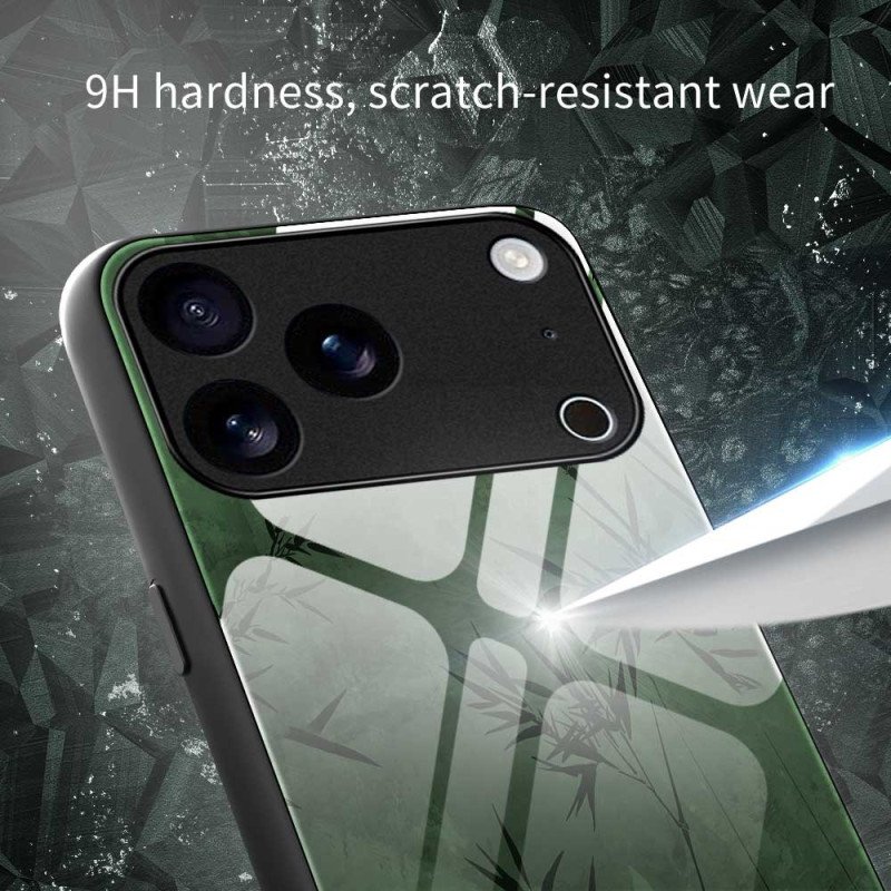 Skal iPhone 17 Pro Max Telefonfodral Blommigt Bläck I Härdat Glas