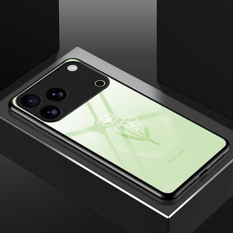 Skal iPhone 17 Pro Max Telefonfodral Blommor I Härdat Glas