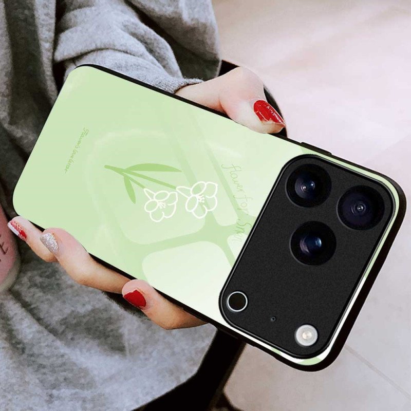 Skal iPhone 17 Pro Max Telefonfodral Blommor I Härdat Glas