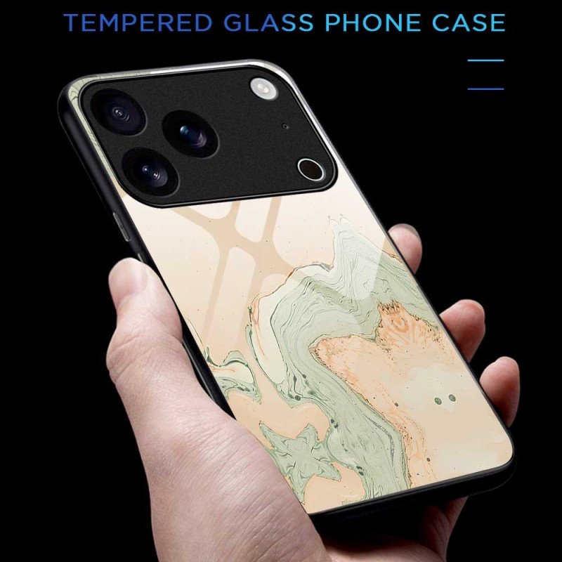 Skal iPhone 17 Pro Max Telefonfodral Målat Mönster I Härdat Glas