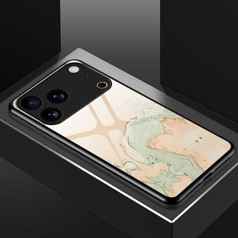 Skal iPhone 17 Pro Max Telefonfodral Målat Mönster I Härdat Glas