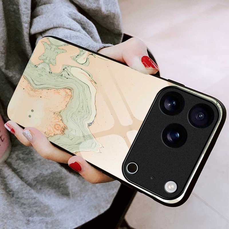 Skal iPhone 17 Pro Max Telefonfodral Målat Mönster I Härdat Glas