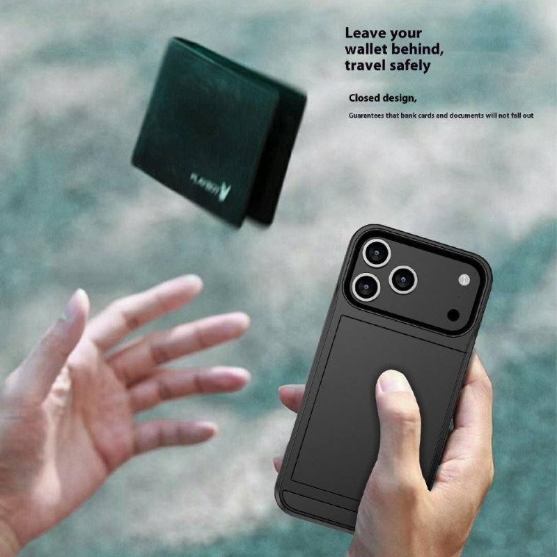 Skal iPhone 17 Pro Max Telefonfodral Skjutbart Korthållare