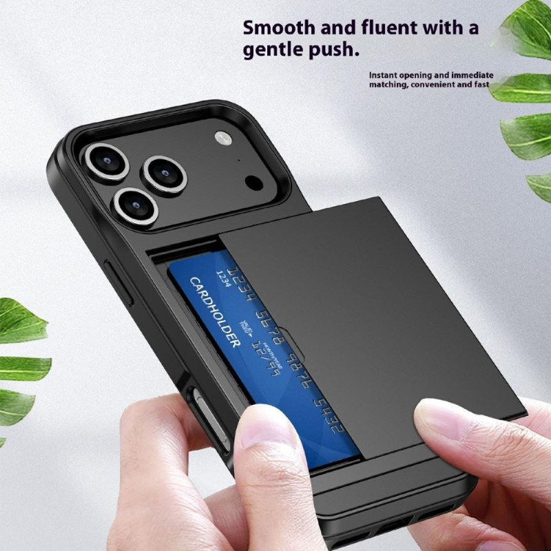 Skal iPhone 17 Pro Max Telefonfodral Skjutbart Korthållare