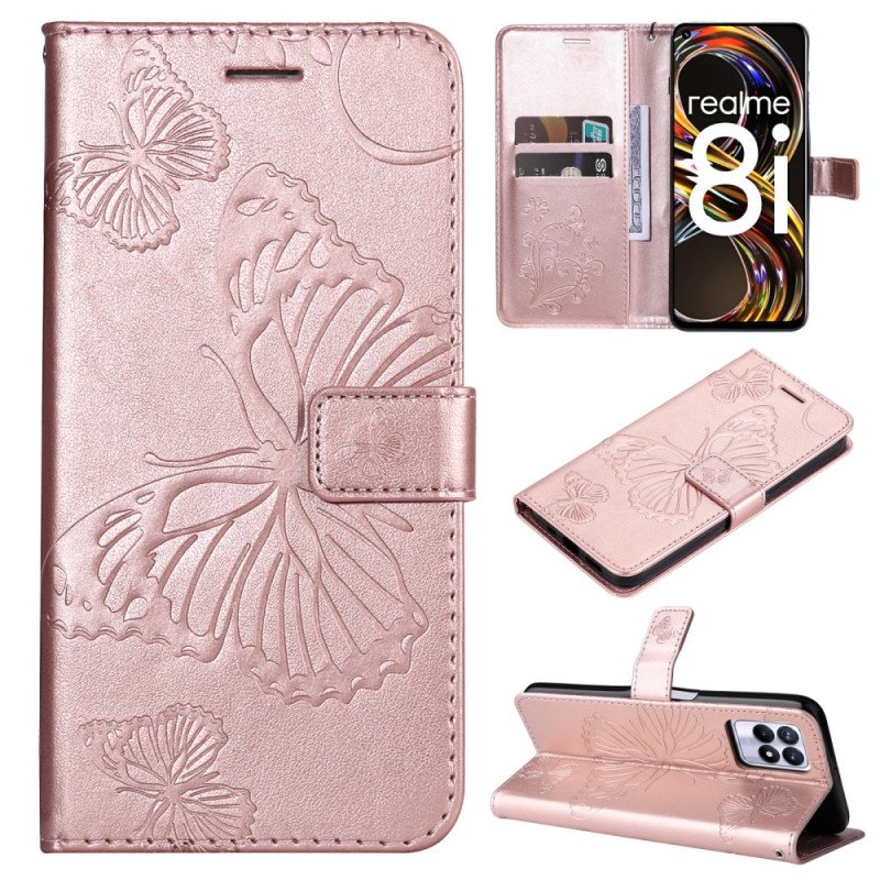 Fodral Realme 8i Med Kedjar Jättebandfjärilar