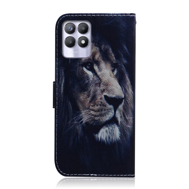 Folio-fodral Realme 8i Drömmande Lejon