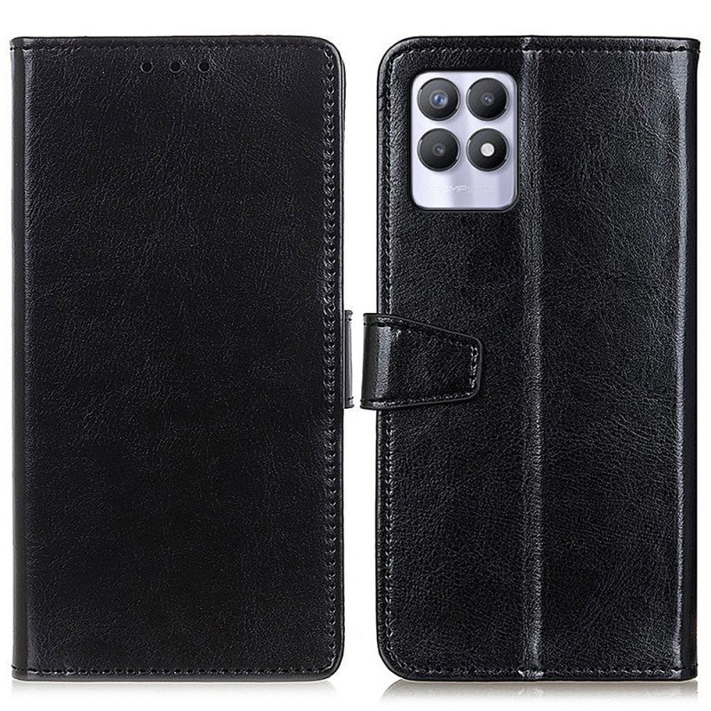 Folio-fodral Realme 8i Enkel Glänsande Lädereffekt