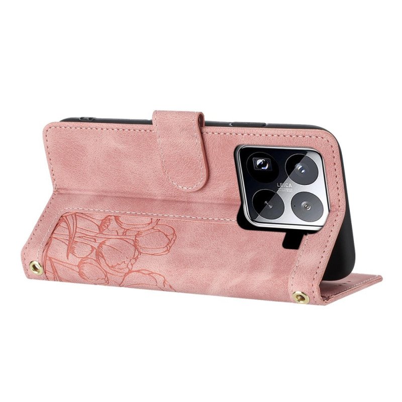 Fodral Xiaomi 15 Pro 9 Korthållare Med Tulpanmönster