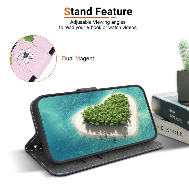 Läderfodral Xiaomi 15 Pro Telefonfodral 3d-liljemönster