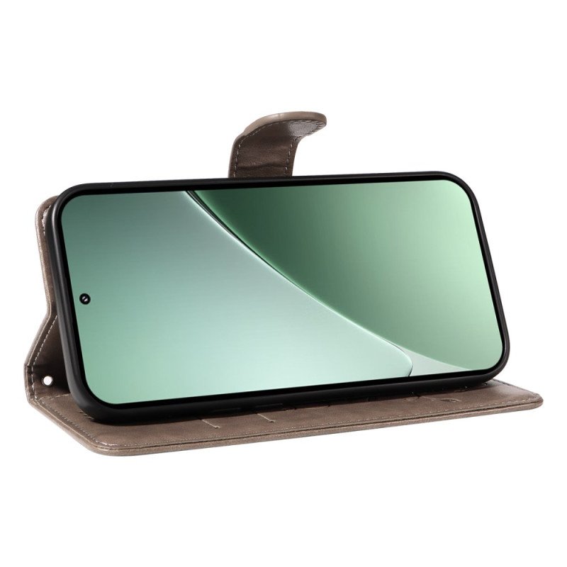 Läderfodral Xiaomi 15 Pro Telefonfodral Blom- Och Fjärilsmönster