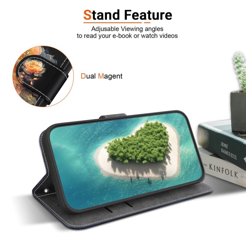 Läderfodral Xiaomi 15 Pro Telefonfodral Gyllene Pion