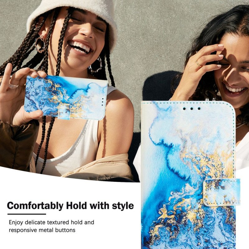 Läderfodral Xiaomi 15 Pro Telefonfodral Havsmarmor