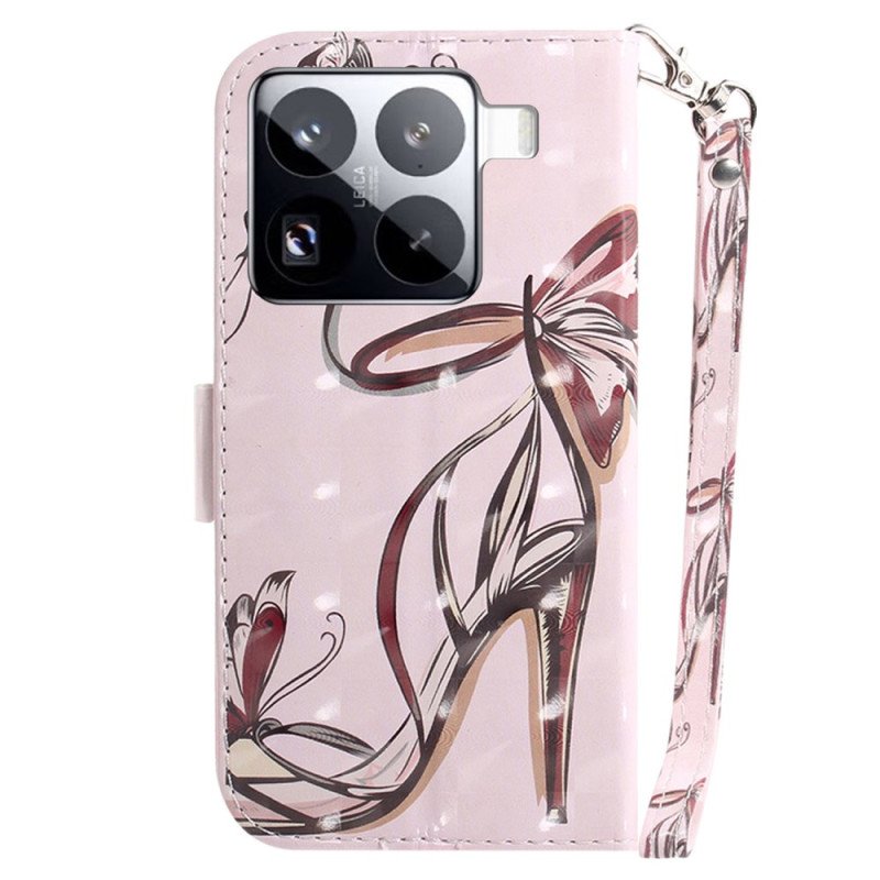 Läderfodral Xiaomi 15 Pro Telefonfodral Högklackade Rem