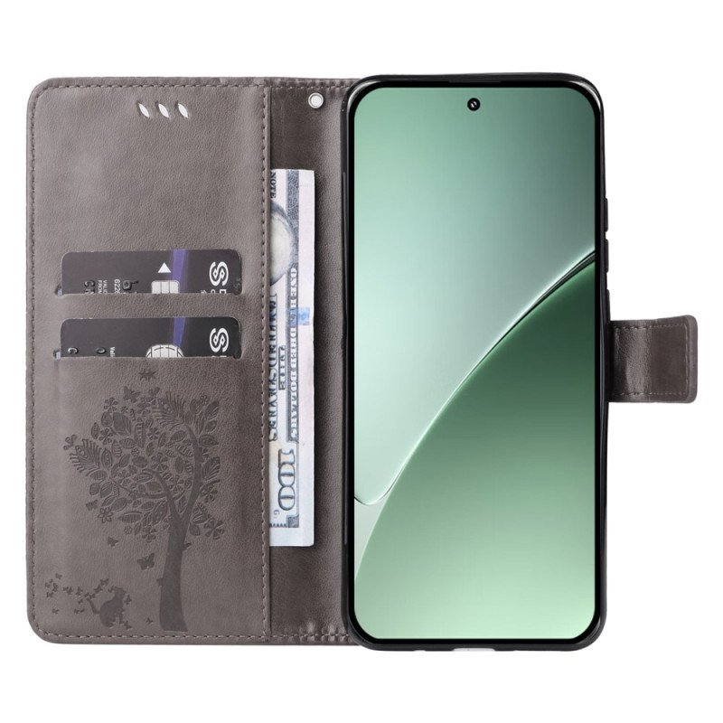 Läderfodral Xiaomi 15 Pro Telefonfodral Katt Och Träd